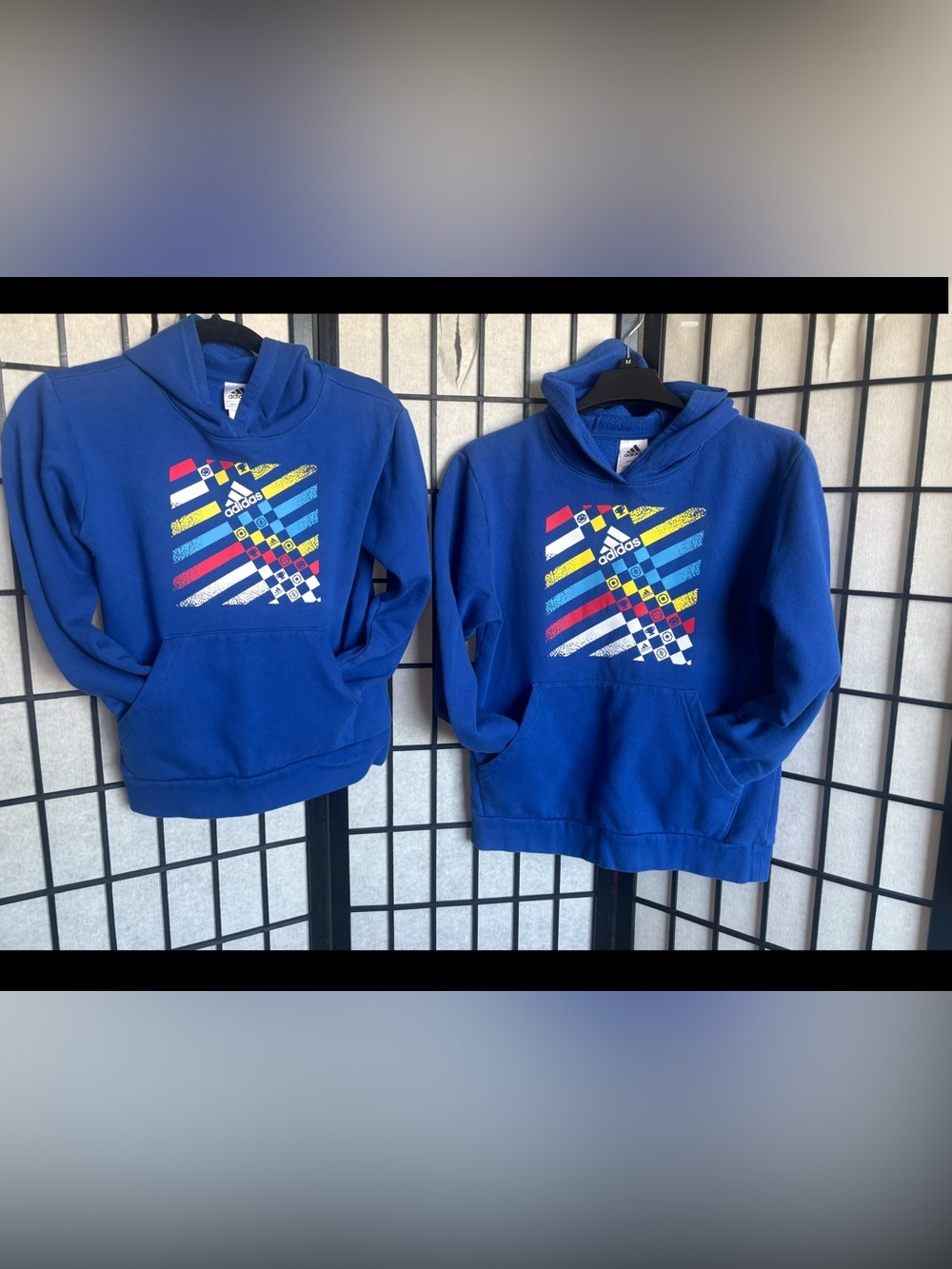 ADIDAS  YOUTH Royal Blue Hooded Sweatshirt with Striped Graphic | M & XL |